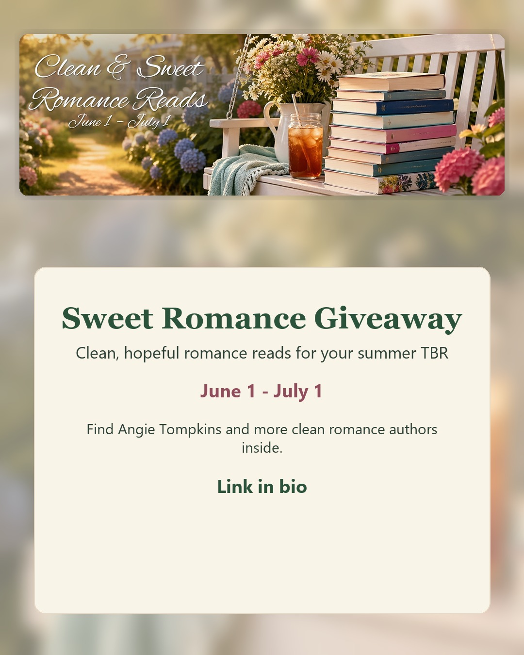 Angie Tompkins romance promo graphic